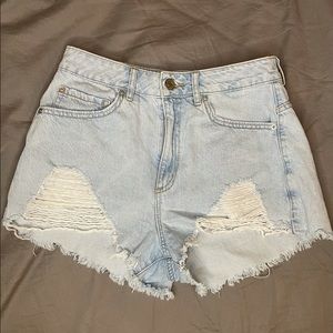 GARAGE HIGH WAISTED RIPPED JEAN SHORTS